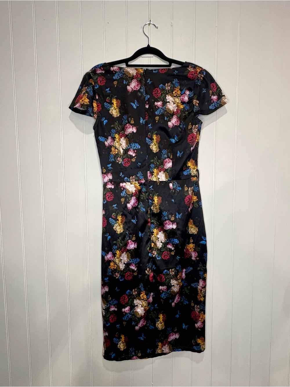 Voodoo Vixen Floral Butterfly Wiggle DressVintage Inspired Pinup Gothic Romance - Picture 6 of 7